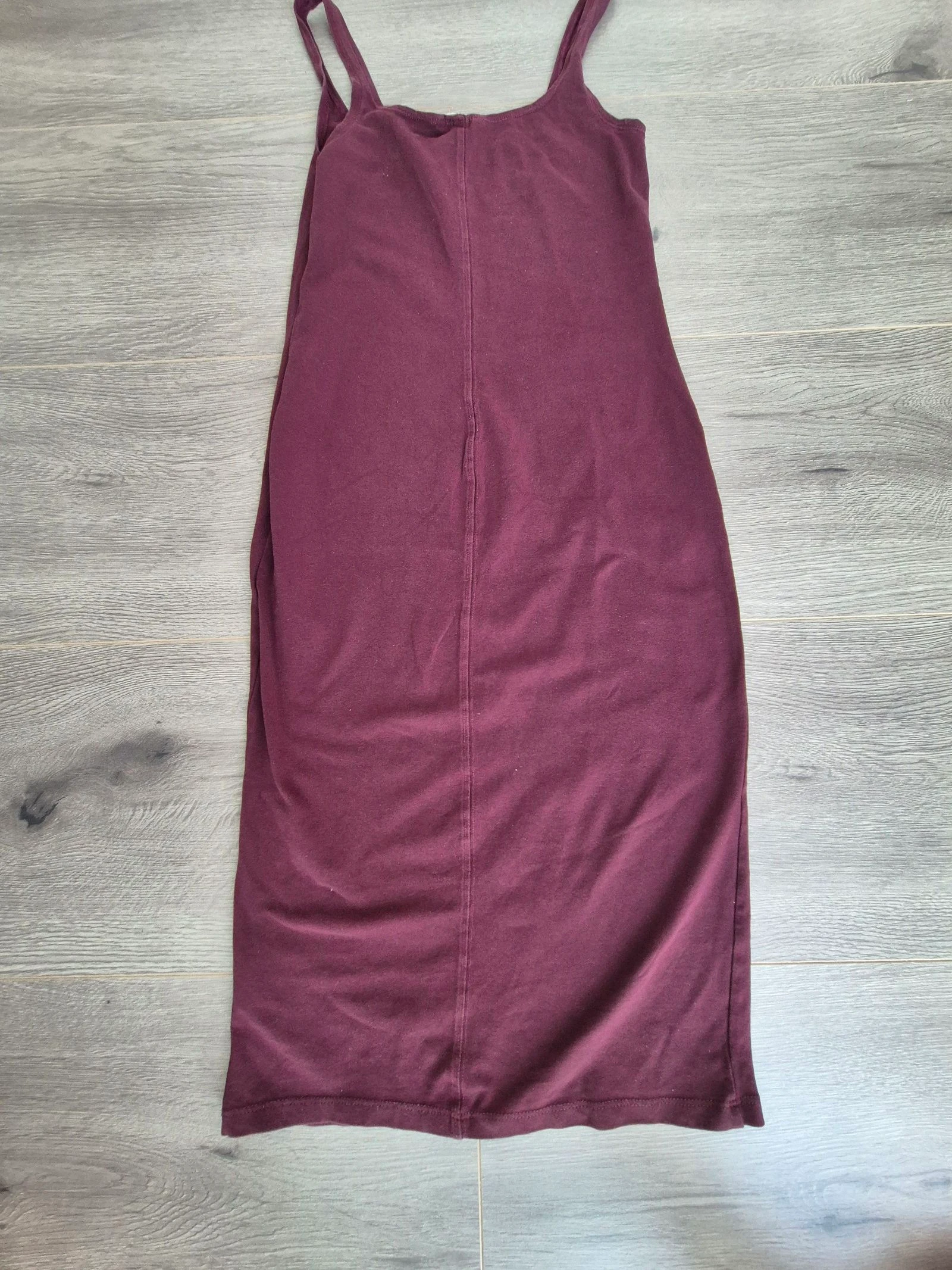 H&M Basic Vestido Midi Bodycon Bordô com Alças | Tamanho P – photo 5